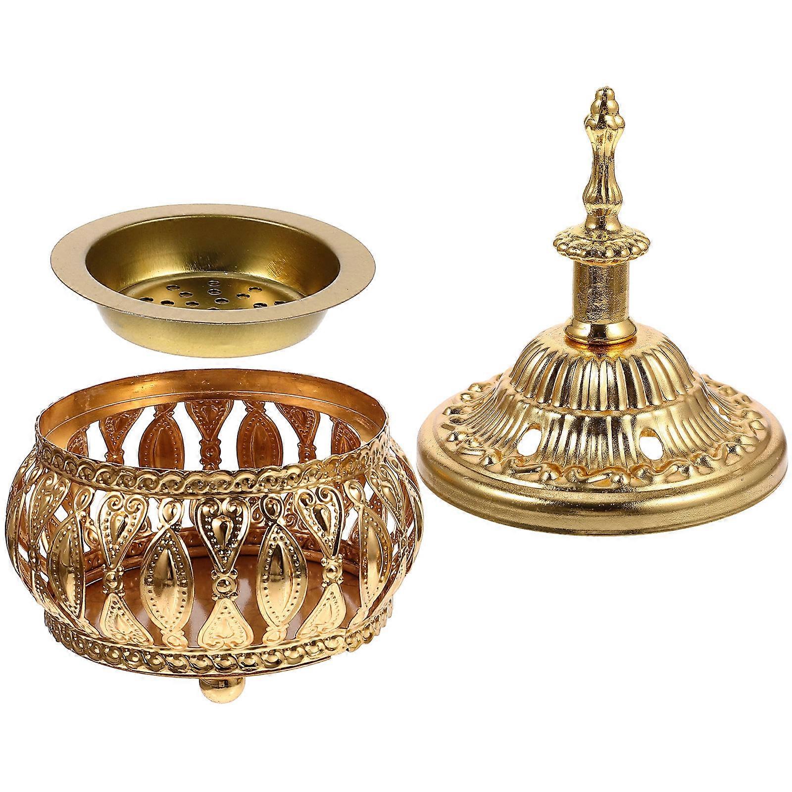 Golden Iron Incense Burner for Home Use with Creative Design and Workmanship 7.5 inches