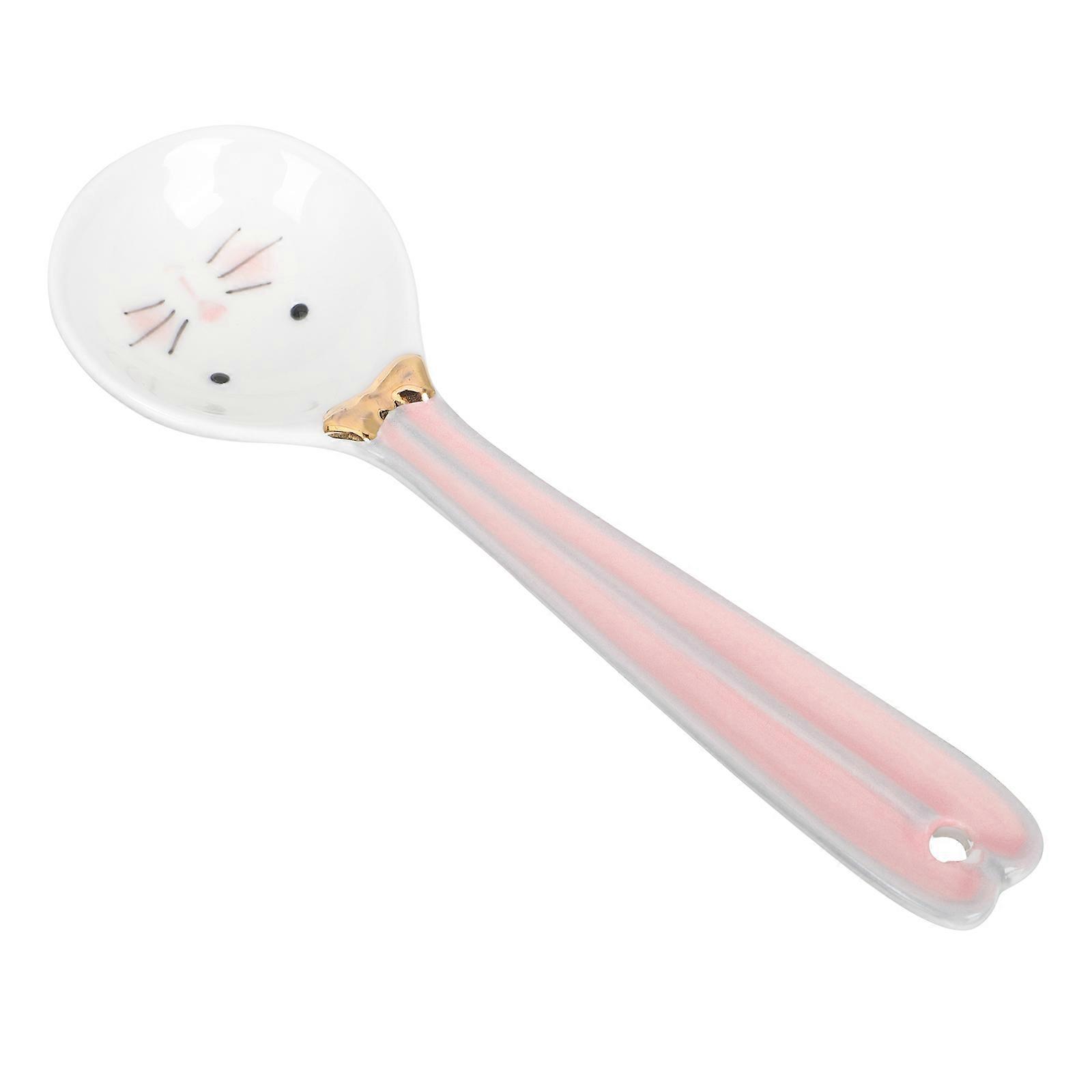 Ceramic Spoon Adorable Rabbit Design Dessert Spoon Elegant Embossed Tableware