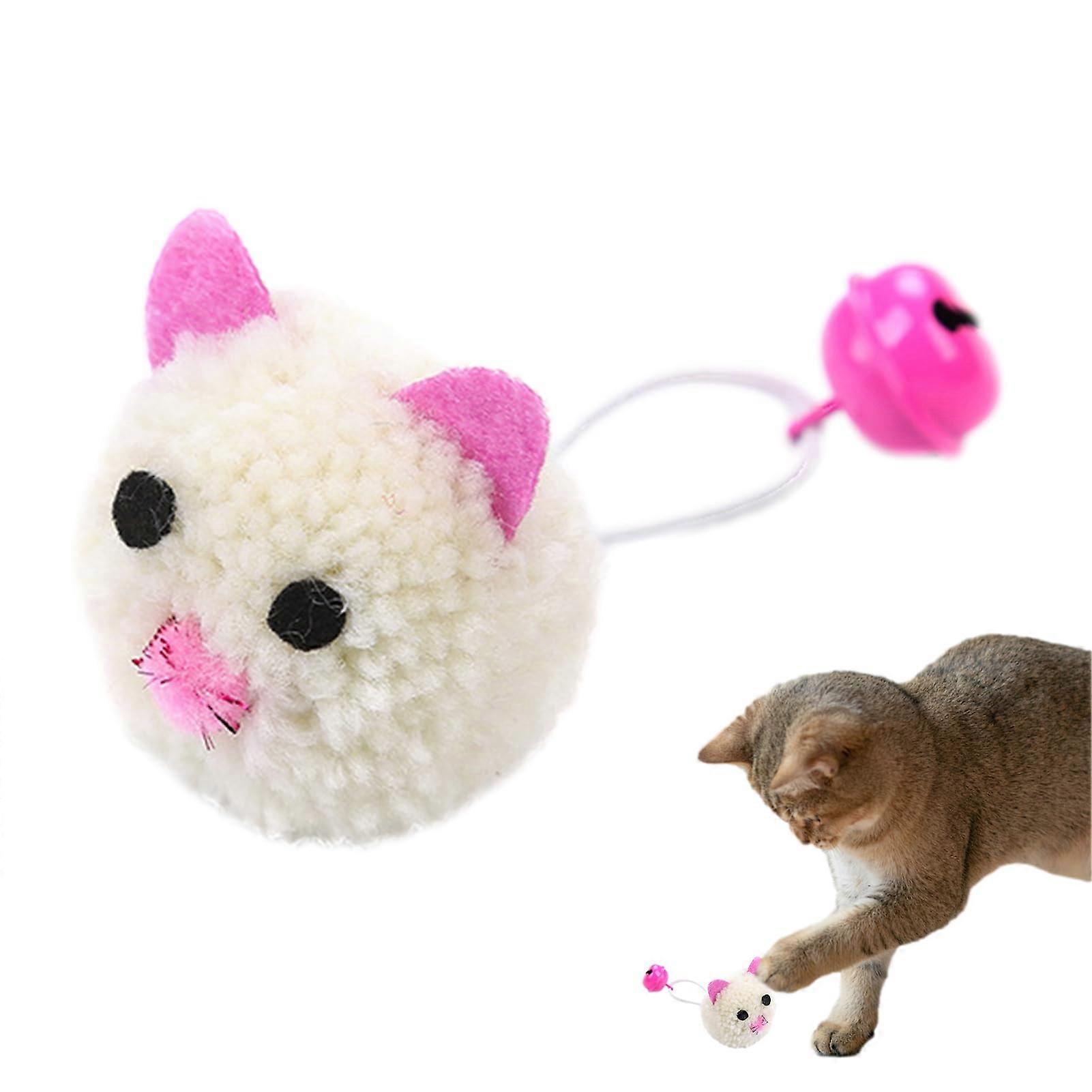 Cat Mouse Toy for Indoor Kittens, Interactive Bite-Resistant Play Mice with Bells, Small White Training Toy