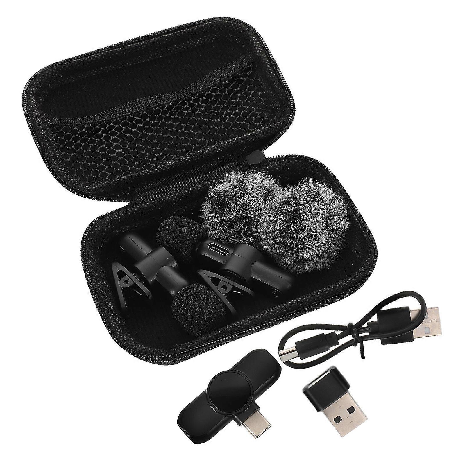Mobile Phone Mic Wireless Clip-On Microphone For Content Creators Type-C Interface Black 1Set