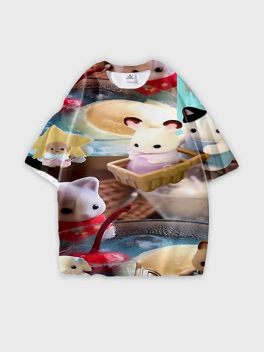 T-shirt round neck Role Pattern loose short sleeve D1889