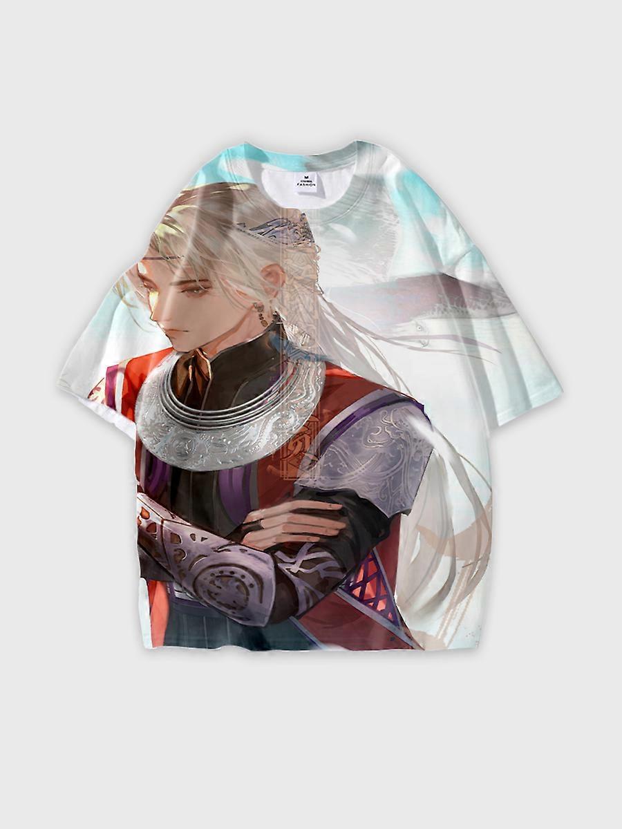 T-shirt round neck Character Pattern loose short sleeve P2944