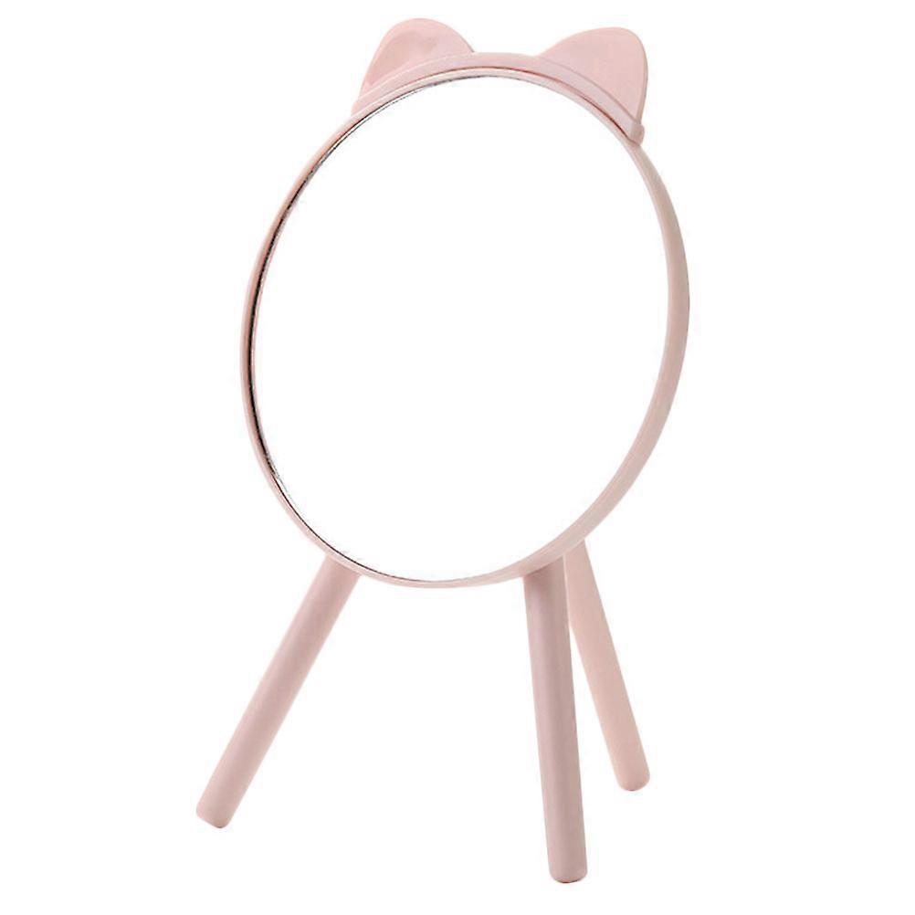 Pink Standing Desk Mirror for Daily Use Made of ABS with Stable Base and Compact Size 4.5x6.5 Inches