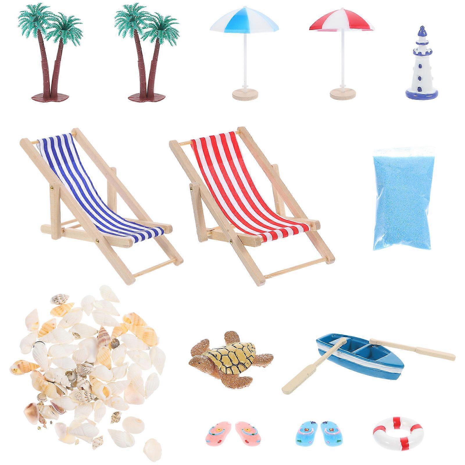 Miniature Beach Scene Decor Set for Doll Houses – Seaside Theme with Realistic Micro Accessories for Miniature Landscapes and Playtime