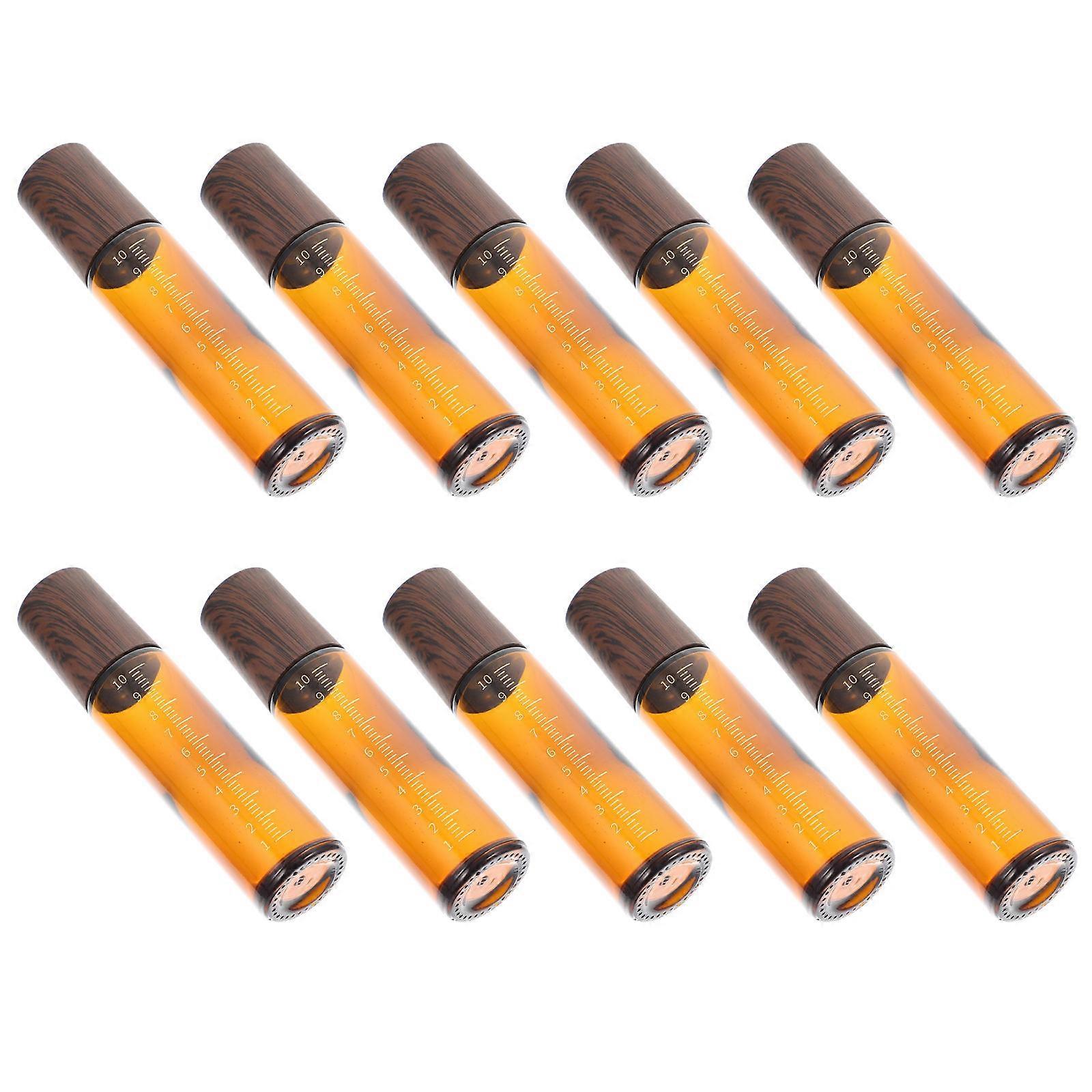 Small Roller Bottles for Oils 10Pcs Glass Empty Roll Bottles Light Brown Portable Design for Daily Use and Gifting