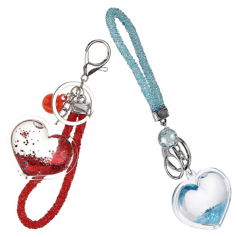Heart Shaped Keychain Flowing Sand Durable Craftsmanship Red Purse Charm Decor