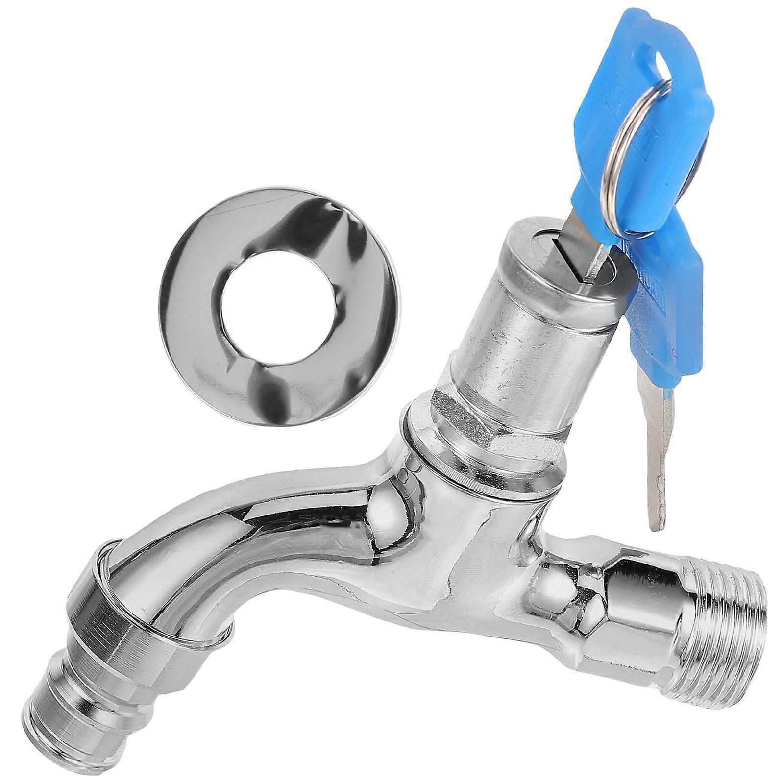 1 Set Outdoor Faucet Single Handle Water Tap Anti Theft Sink with Lock Key