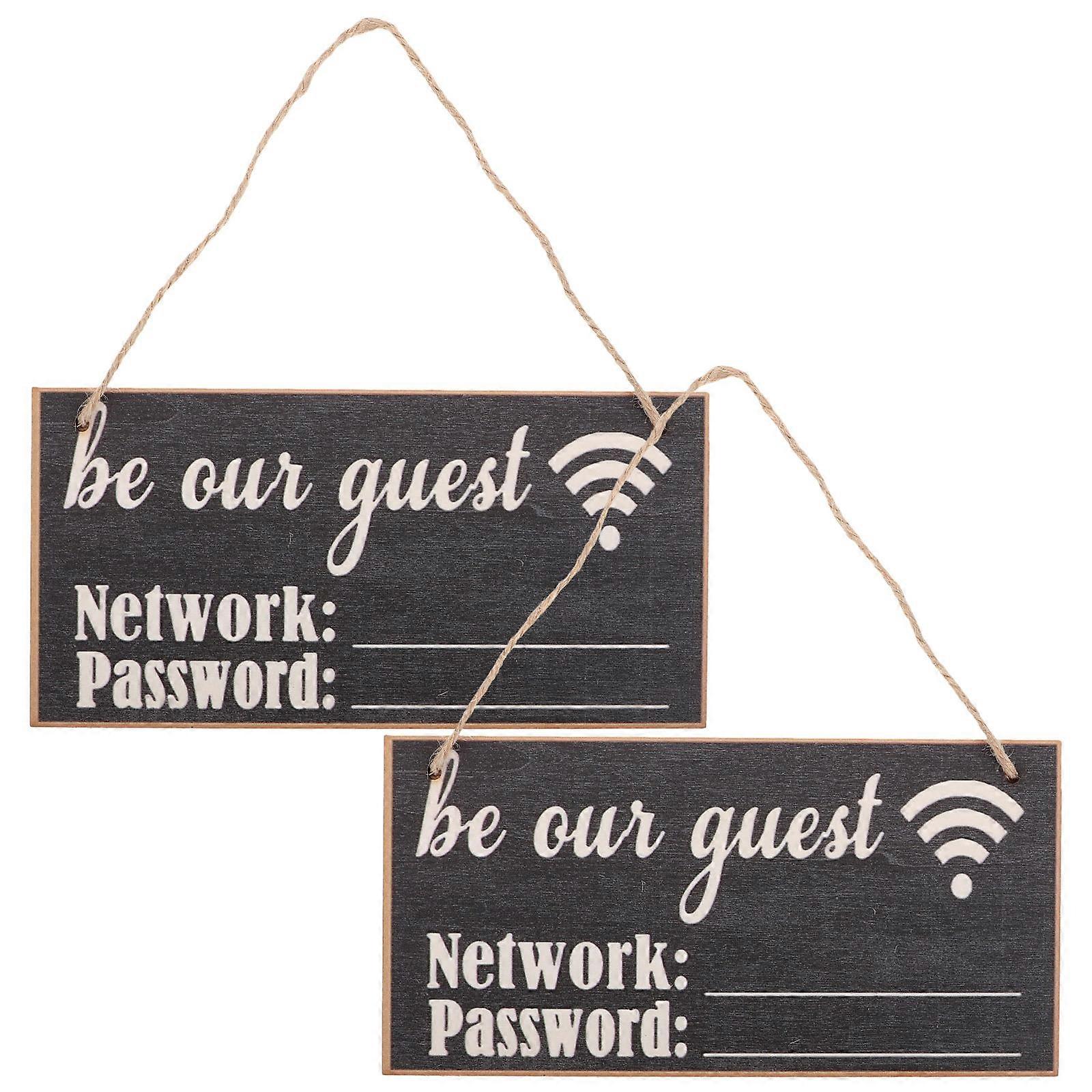 Wooden Wifi Password Sign with Chalkboard Style for Home Office or Hotel Use Black 2 Pieces