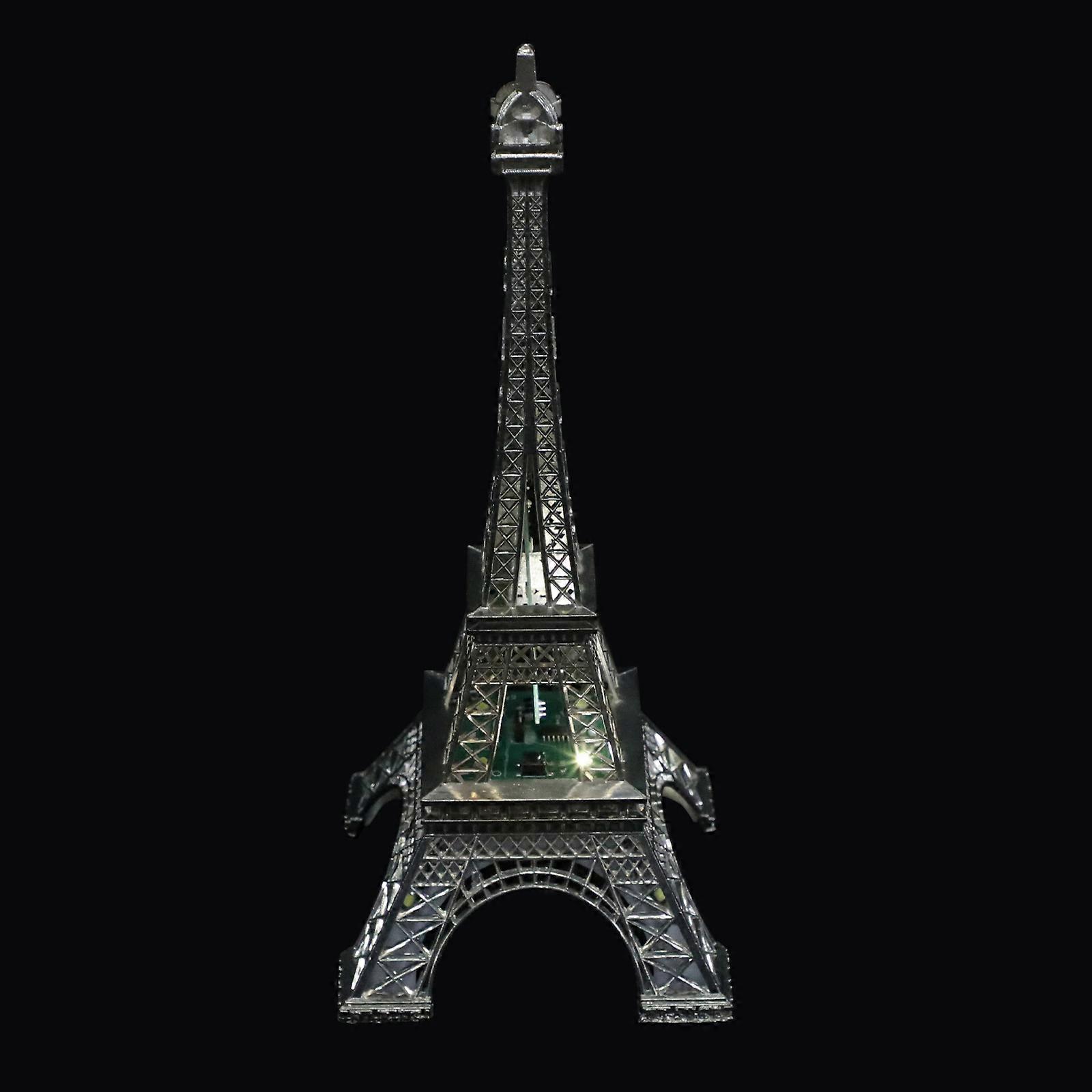 Delicate Luminous Eiffel Tower Silver Metal Craft Model for Home Decoration