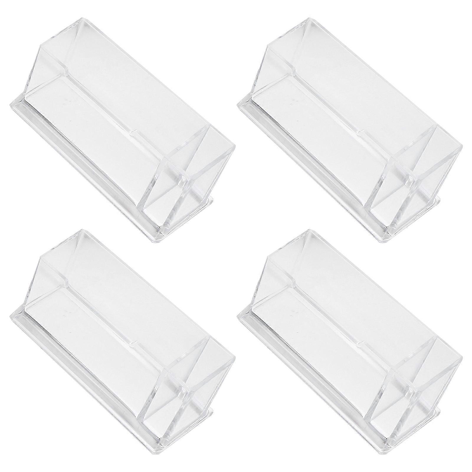 Clear Card Display Stand 4 Pcs Square Business Picture Holders Office Use 10X4.7X4.3CM Storage