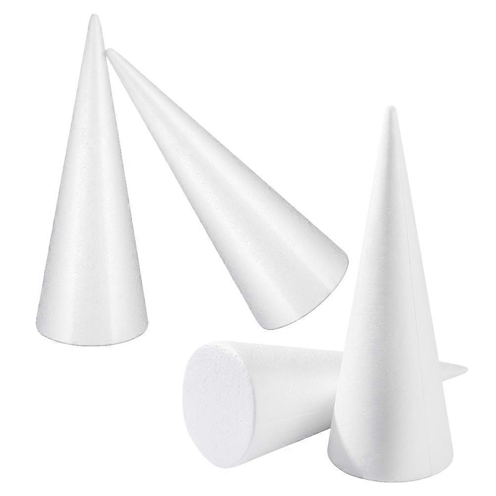 Cone Foam Craft Supplies For Artists Simple Design 25cm Height White DIY Craft Base 4Pcs