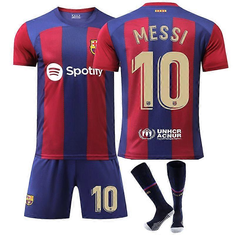 Barca Home Soccer Jersey + Σορτς + Κάλτσες Set Kit Μέγεθος για Νέους Και Ενήλικες 3FB3