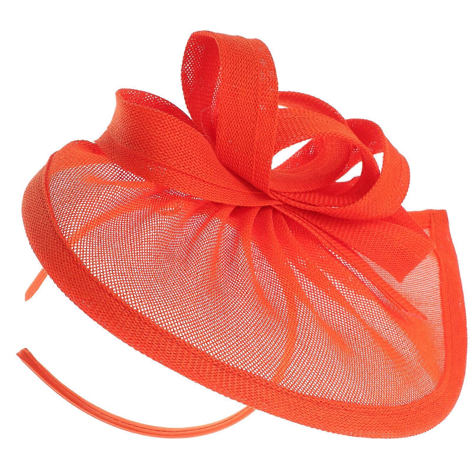 Vintage Round Fascinator Hats For Women Tea Party Use 11.8X7.9X3.1In Orange Fashion Accessory 1Pack
