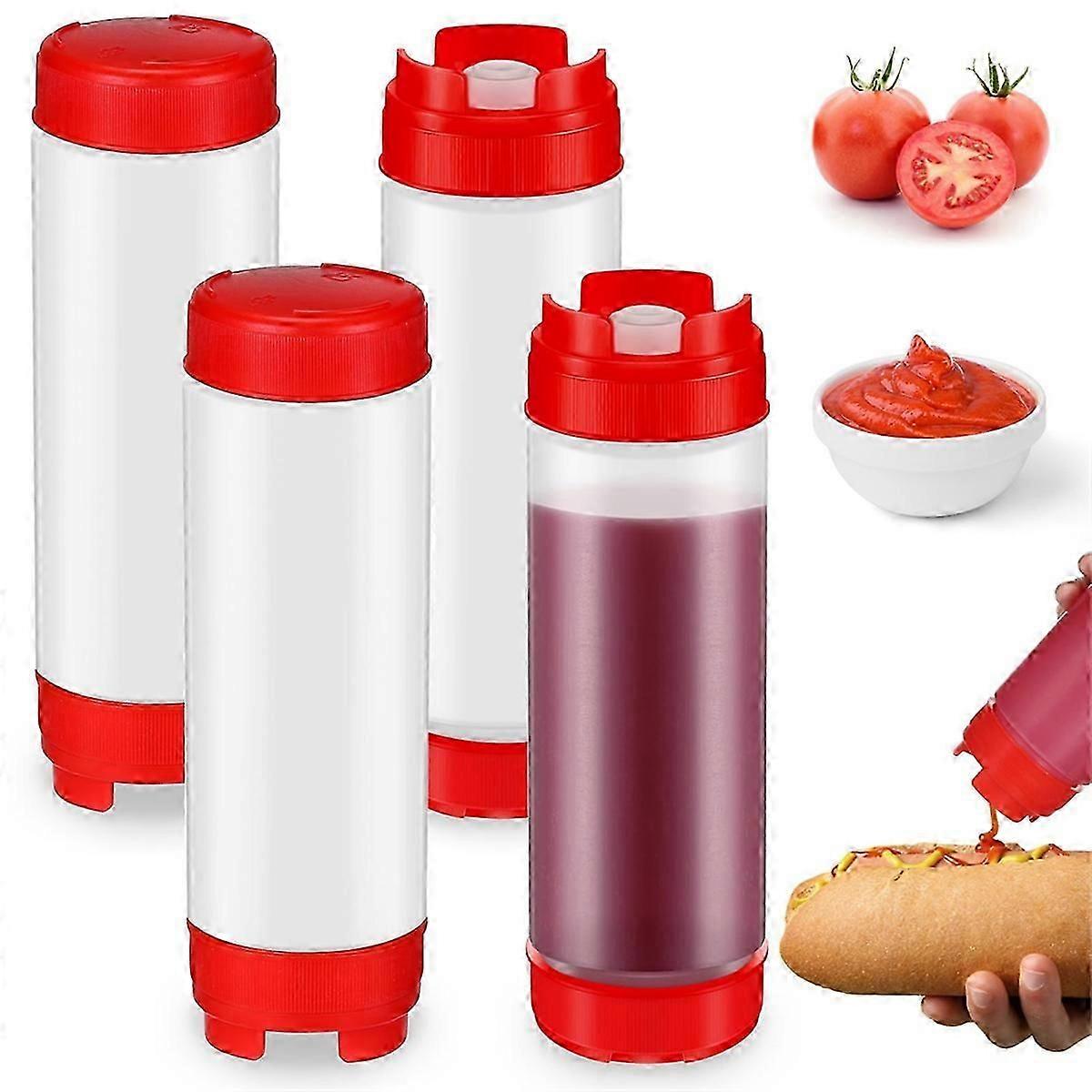 4Pcs Squeeze Bottles Refillable 20 Oz, Condiment Squeeze Bottle