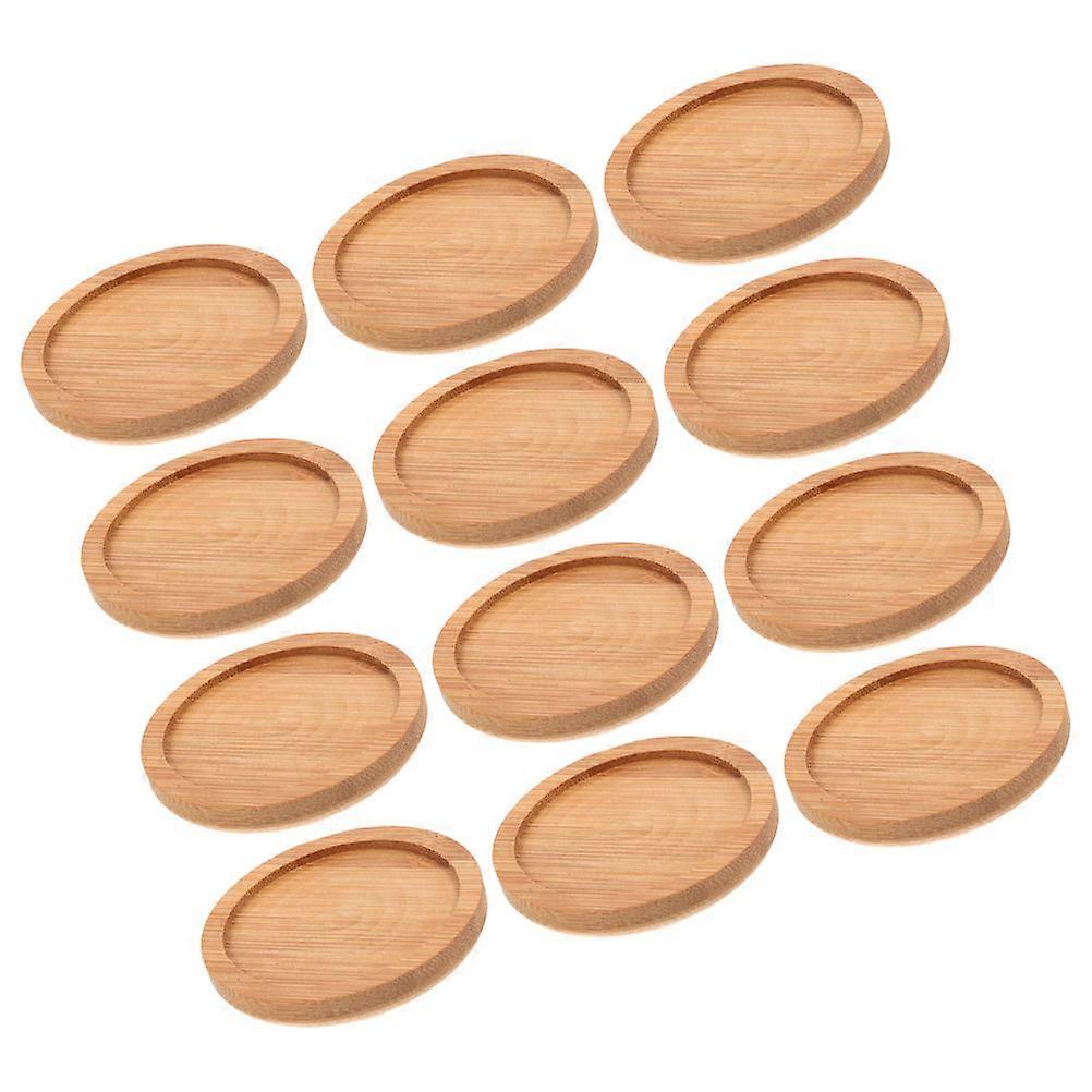 Bamboo Coasters for Home Use Heat Protected Mats Beige Color 12pcs Practical Drink Trays