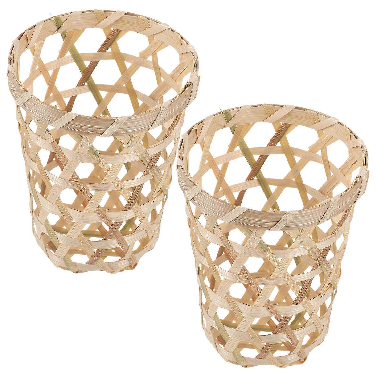 Milk Tea Basket for Storage Use 2Pcs Woven Holders
