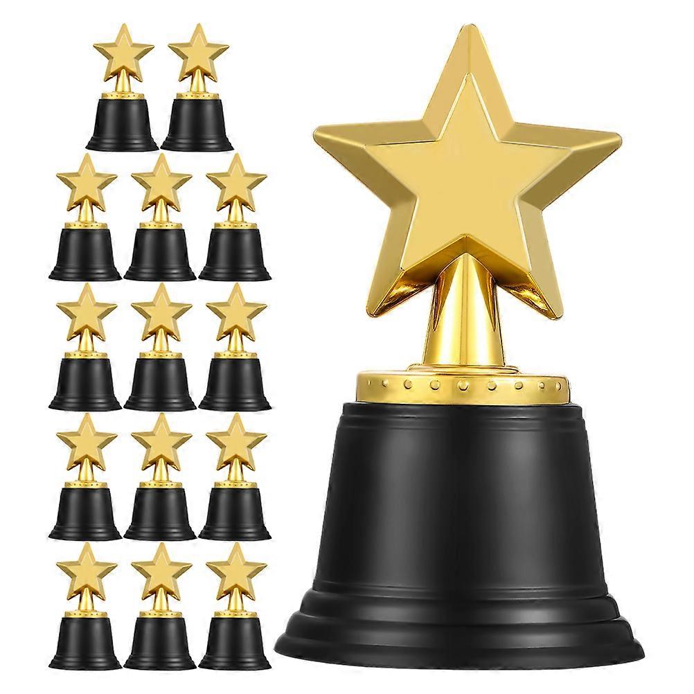 Student Recognition Trophy Plastic Mini Gold Star Award Set 15Pcs