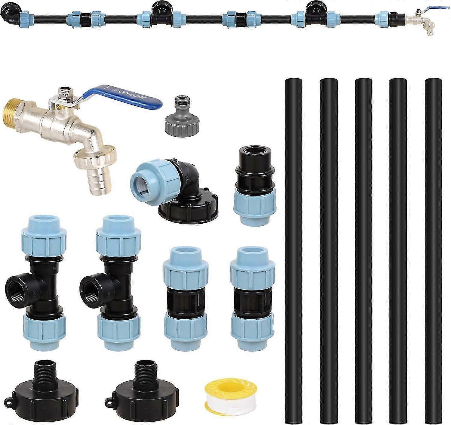 IBC connection set S60 x 6 IBC for 3 IBC tanks side by side / rain tank with 3/4" garden tap