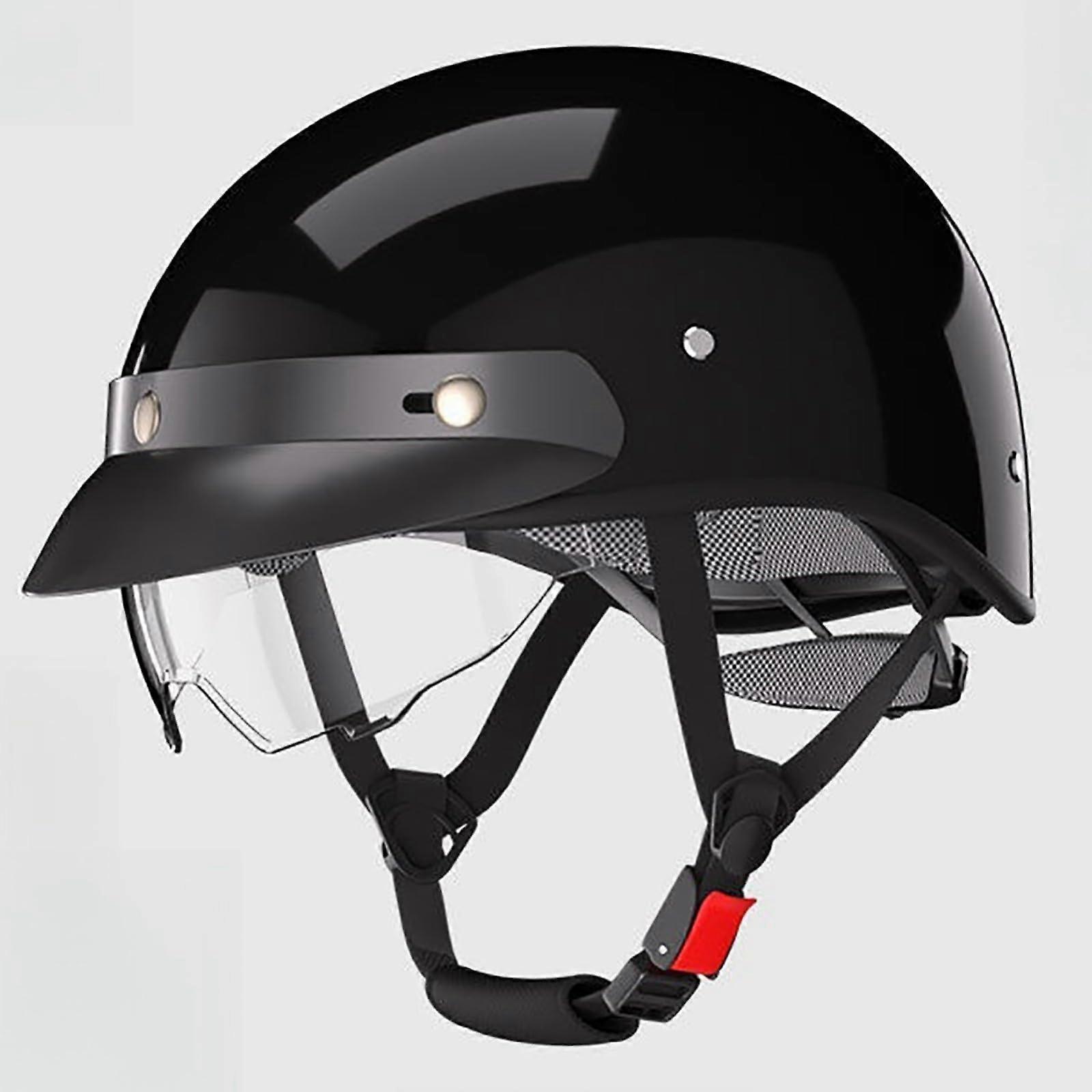 Open Motorcycle Helmet, Half Helmet, Lightweight Helmet with Visor Scooter Moped Bicycle Helmet for Commuting in the City, Unisex C (5560CM)