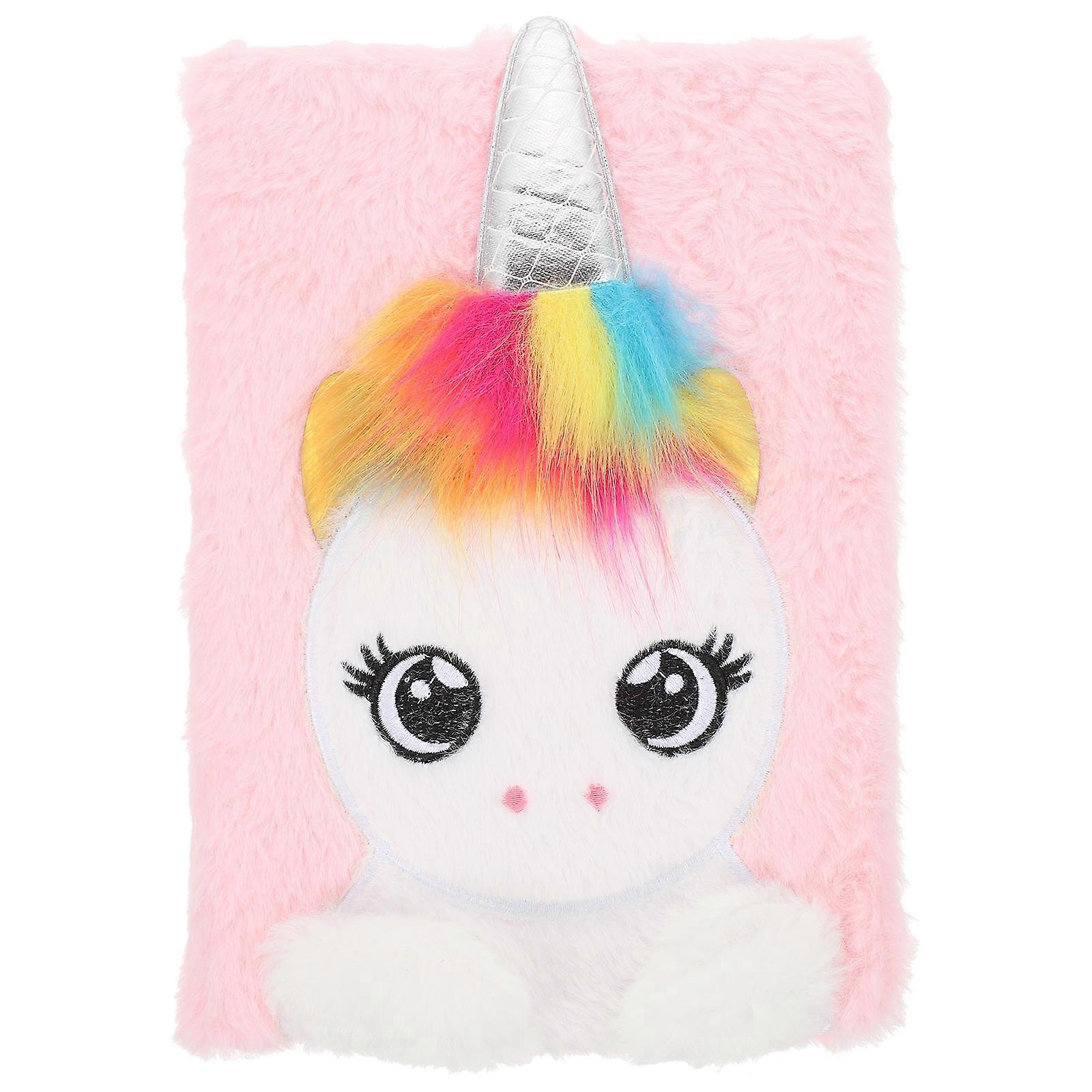 Unicorn Cover Notebook Pink Plush Compact and Portable for Daily Use Kids Notebook