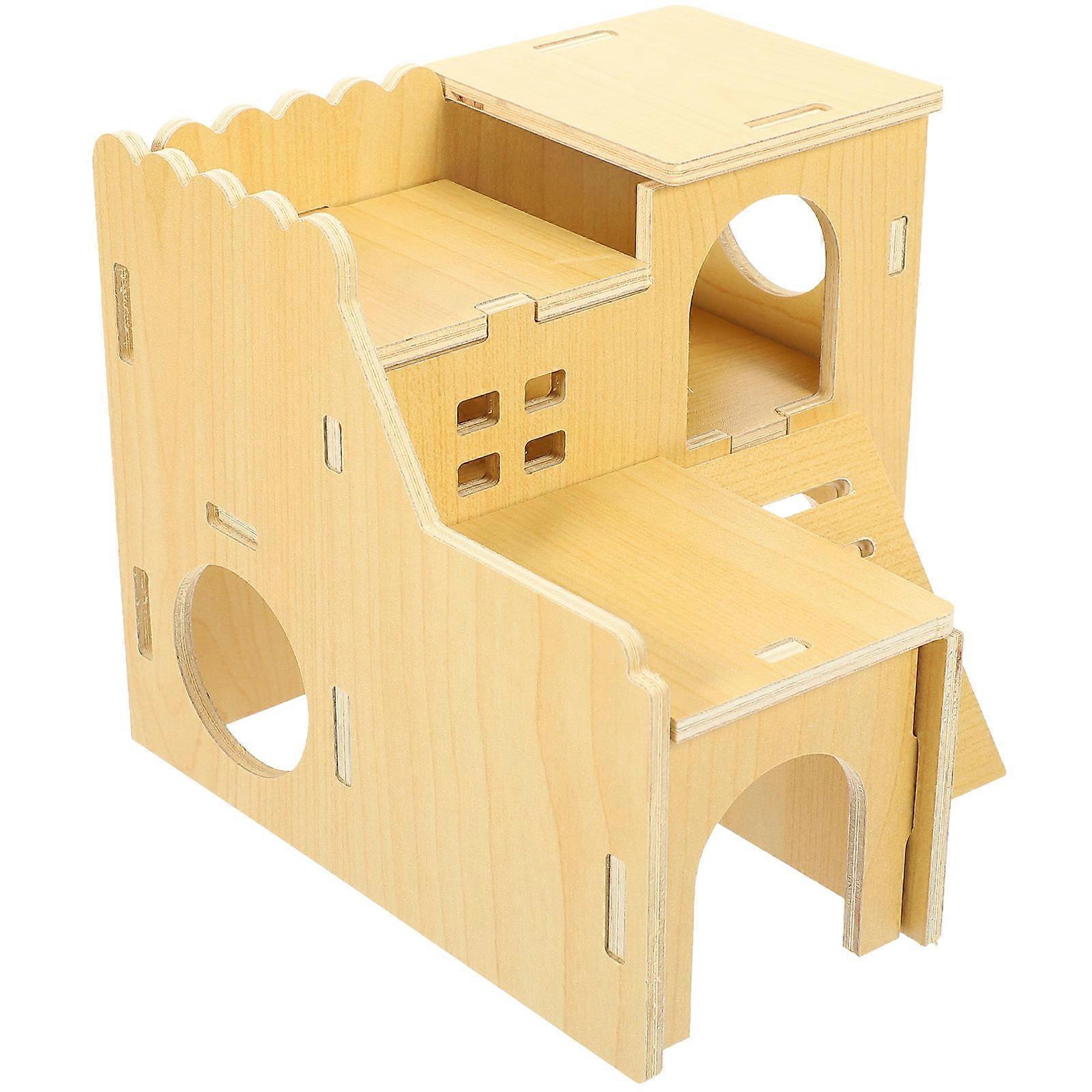 Hamster Wooden Hideout Climbing Toy for Small Pets Durable Creative Design for Pet Owners DIY Friendly
