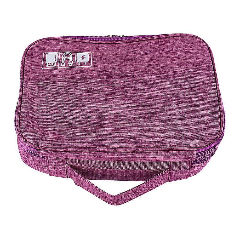 Cable Organizer Travel Case For Electronics 23.50X16.50X9.00CM Violet With Smooth Double Zipper Function 1Pack