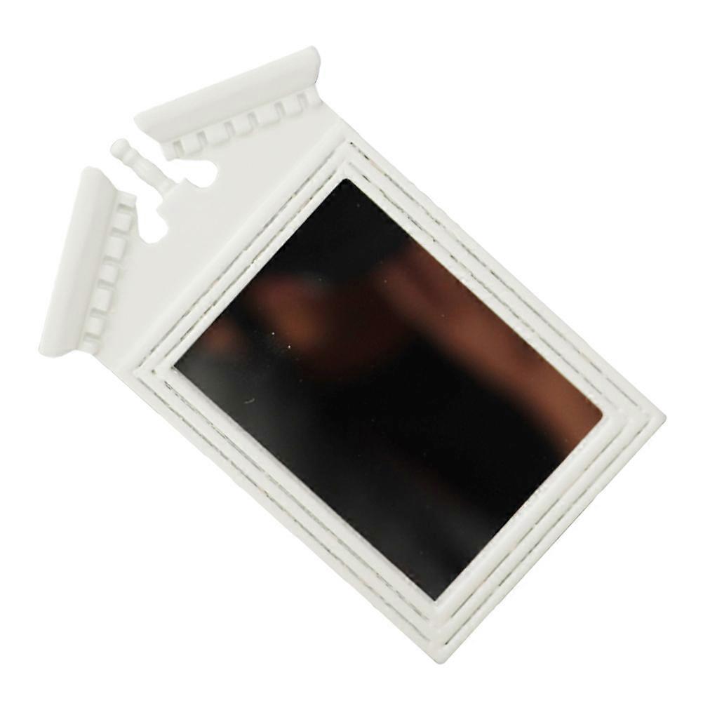 Mini Mirror Model for Decor White Wood Mini House Accessory