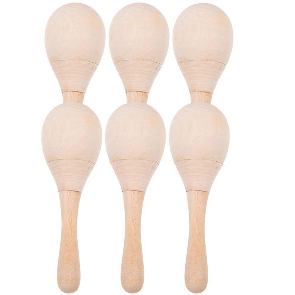 Wooden Maracas Sound Making Toys For Kids With Ergonomic Handle Design 6Pcs