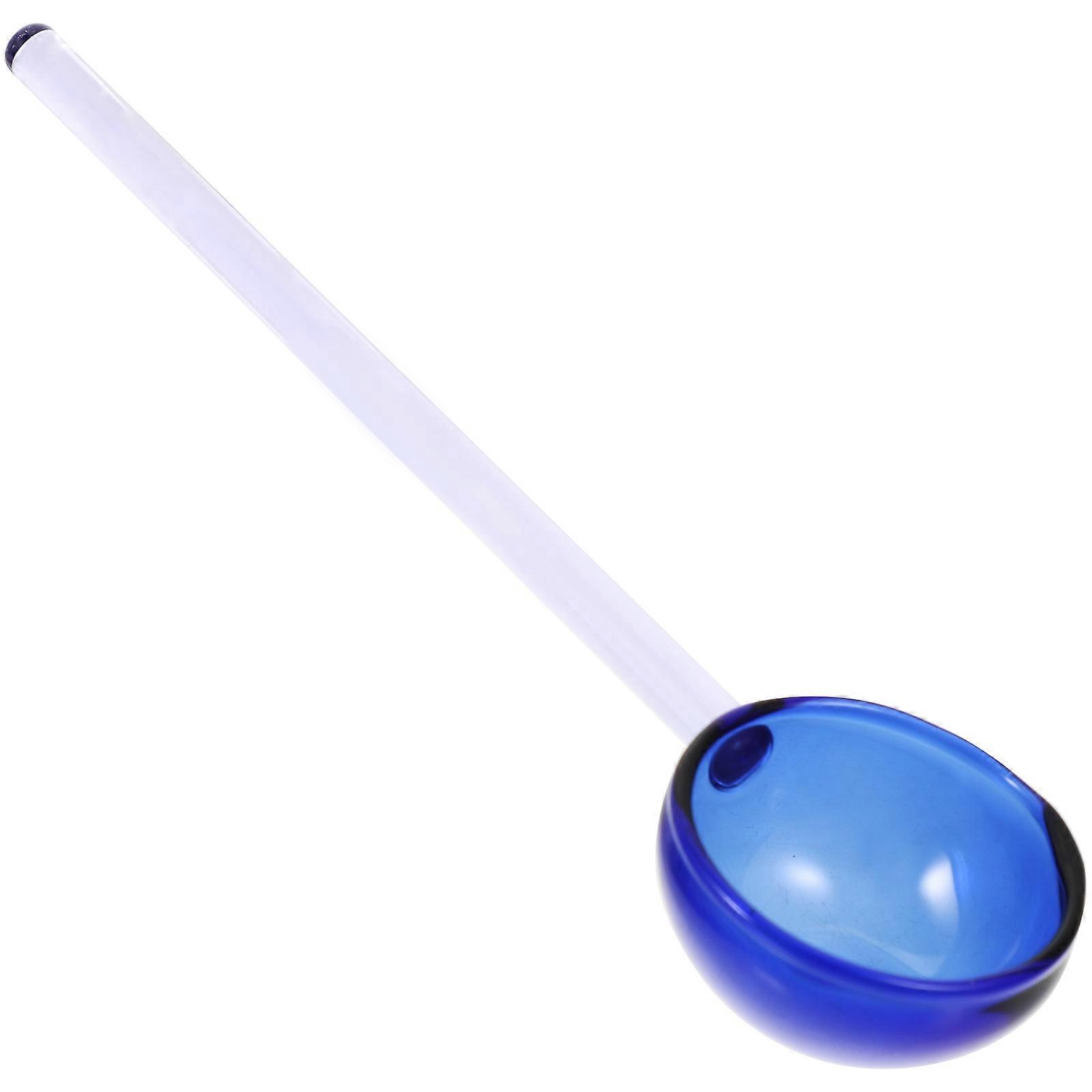 Blue Glass Dessert Spoon with Long Handle for Home Use Creative and 7.5 inches