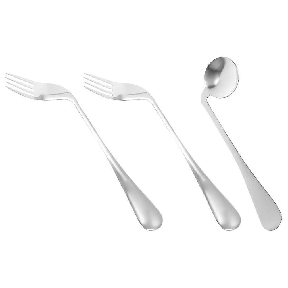 Angled Spoon and Fork Feeding Utensil for Elderly Lightweight 1Set