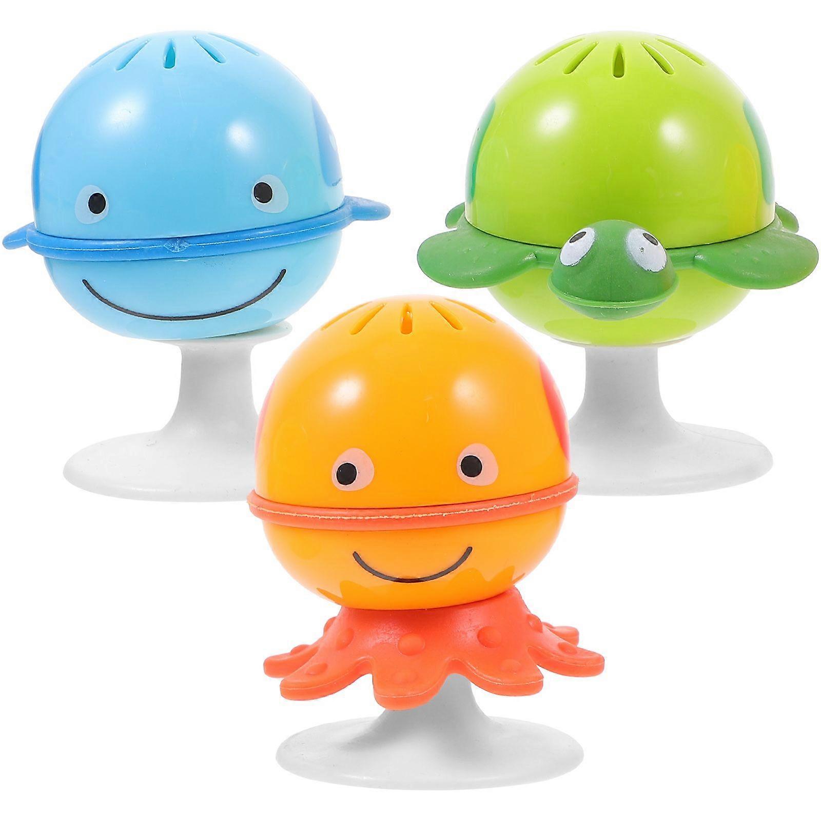 3pcs Baby Feeding Rattles Ocean Series Plaything Rattle Toys with Suction Cups