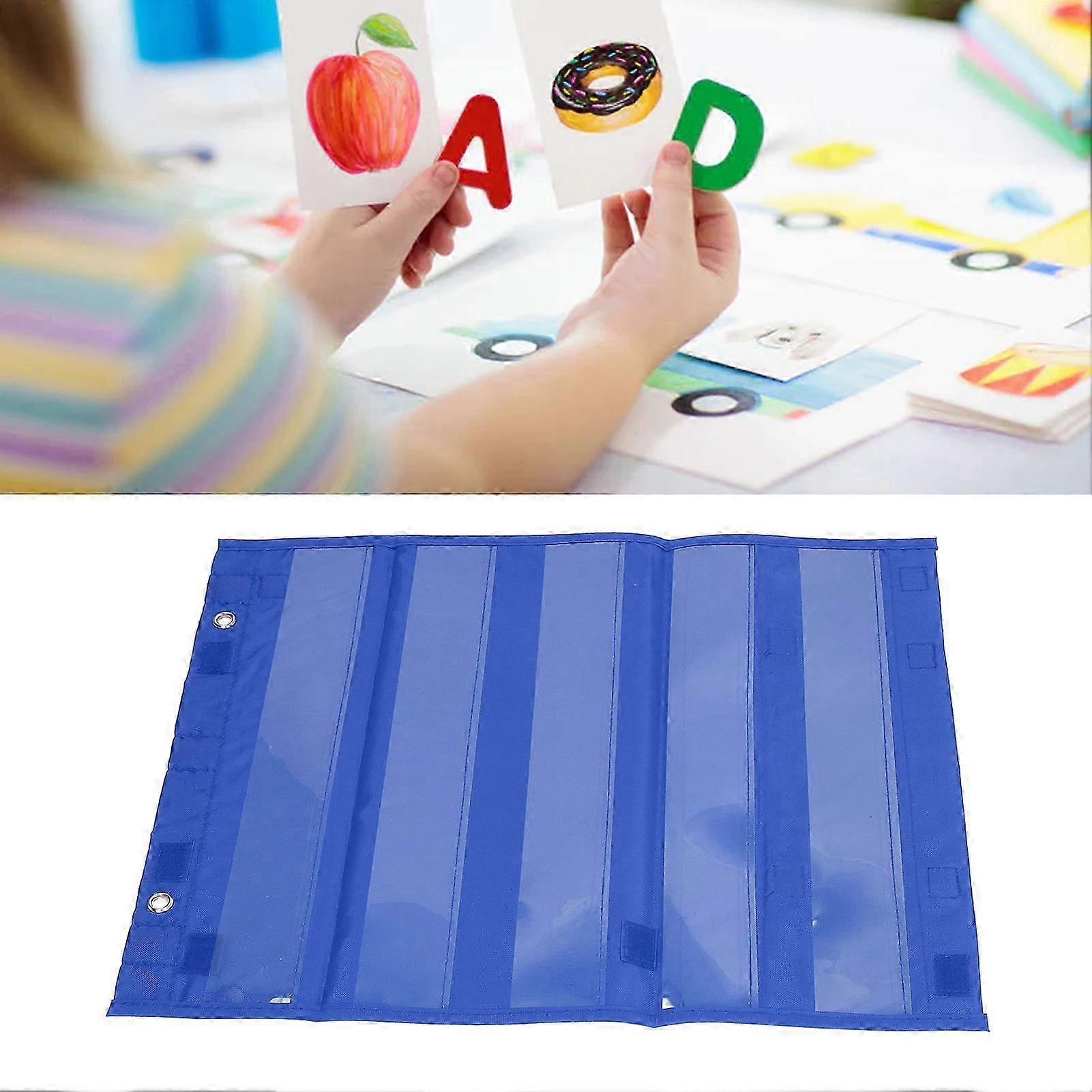 2025 Magnetic Pocket Chart for Students 5 Rows Transparent Pockets Schedule Pocket Chart for Home School Activities Blue
