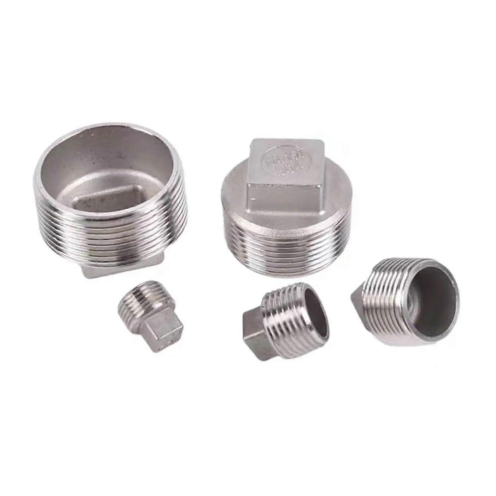 1/4" BSPT Male 304 Stainless Steel Countersunk End Cap Pipe Fitting 1-1/4" Size Square Head 1/8" to 2" Compatibility