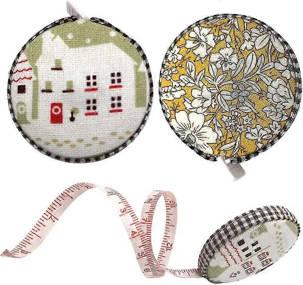 Mini Double Sides Retractable Ruler, 2PCS Round Measure Tape, Measure Portable Retractable Ruler, for Sewing Double-Sided Tailor Diet Ruler(1.5m/60Inc