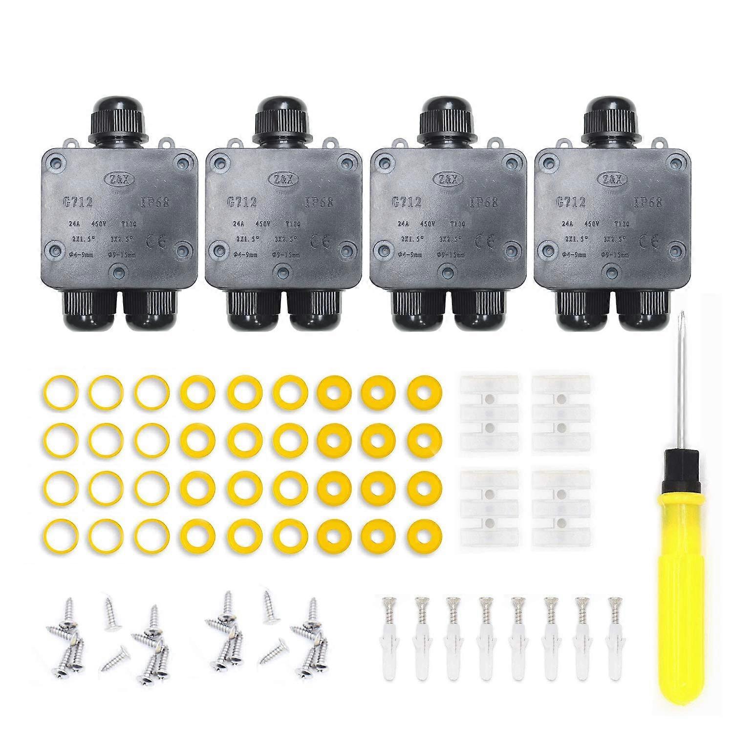 Junction Box Waterproof - IP68, Outdoor Weatherproof Enclosure, IP68 Rated Electrical Box, Cable Entry Ports