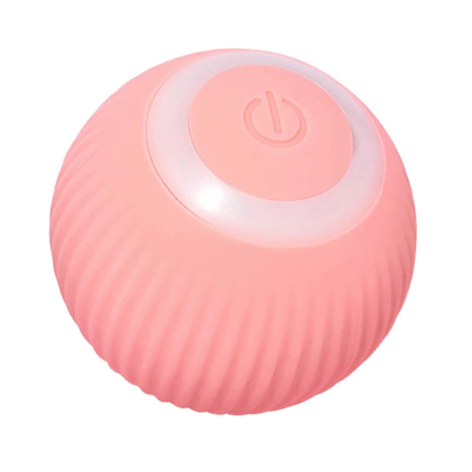 Smart Interactive Cat Toy 360 Degree Rotating Ball USB Rechargeable Built In LED Light 1.7 Inch Pink