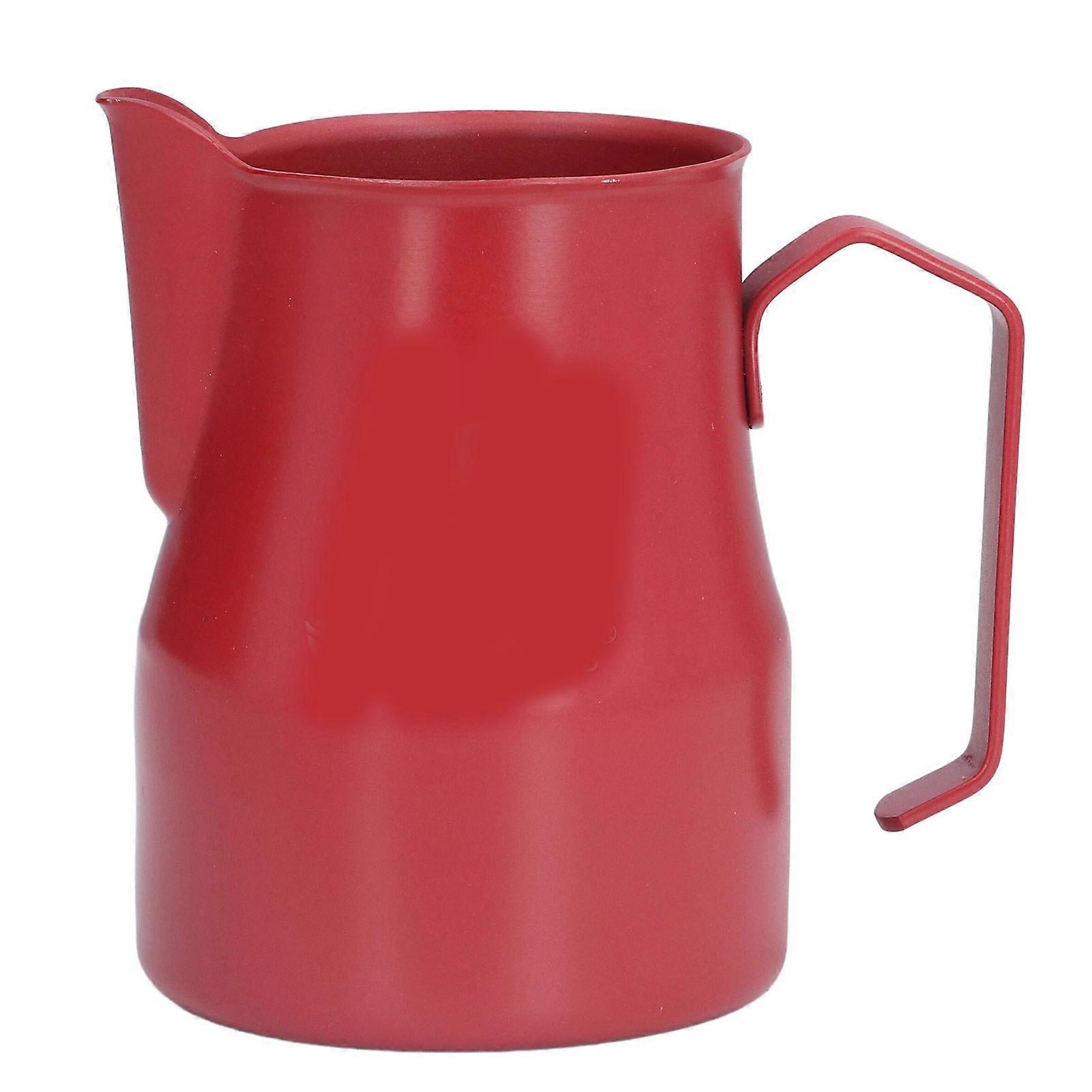 Milk Frothing Cup with Olecranon Spout and Skull Design Extraction Spout, Stainless Steel Milk Frothing Pitcher, 550ml, Red