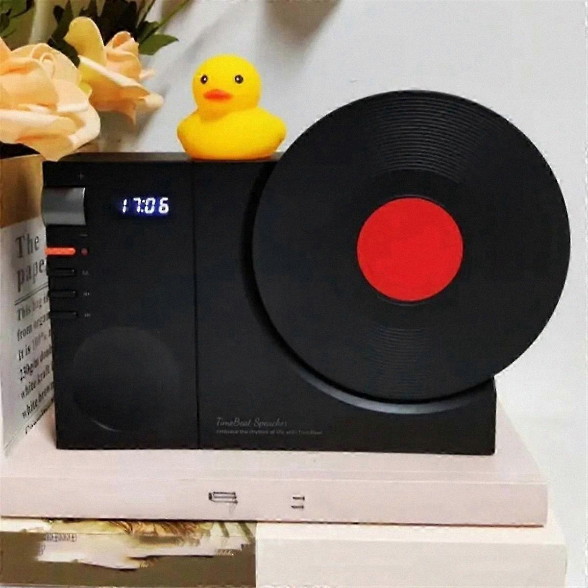 Vinyl Bluetooth Speaker Retro High-Quality Mini Audio Portable Clock Speaker Support TF Card /AUX,P