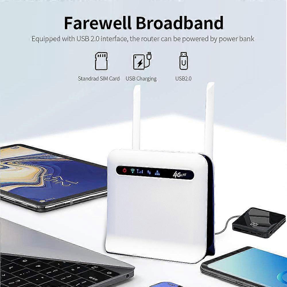 4G LTE Wireless Router 300Mbps High Power Industrial-grade CPE Router with SIM Card Slot External Antennas EU Version