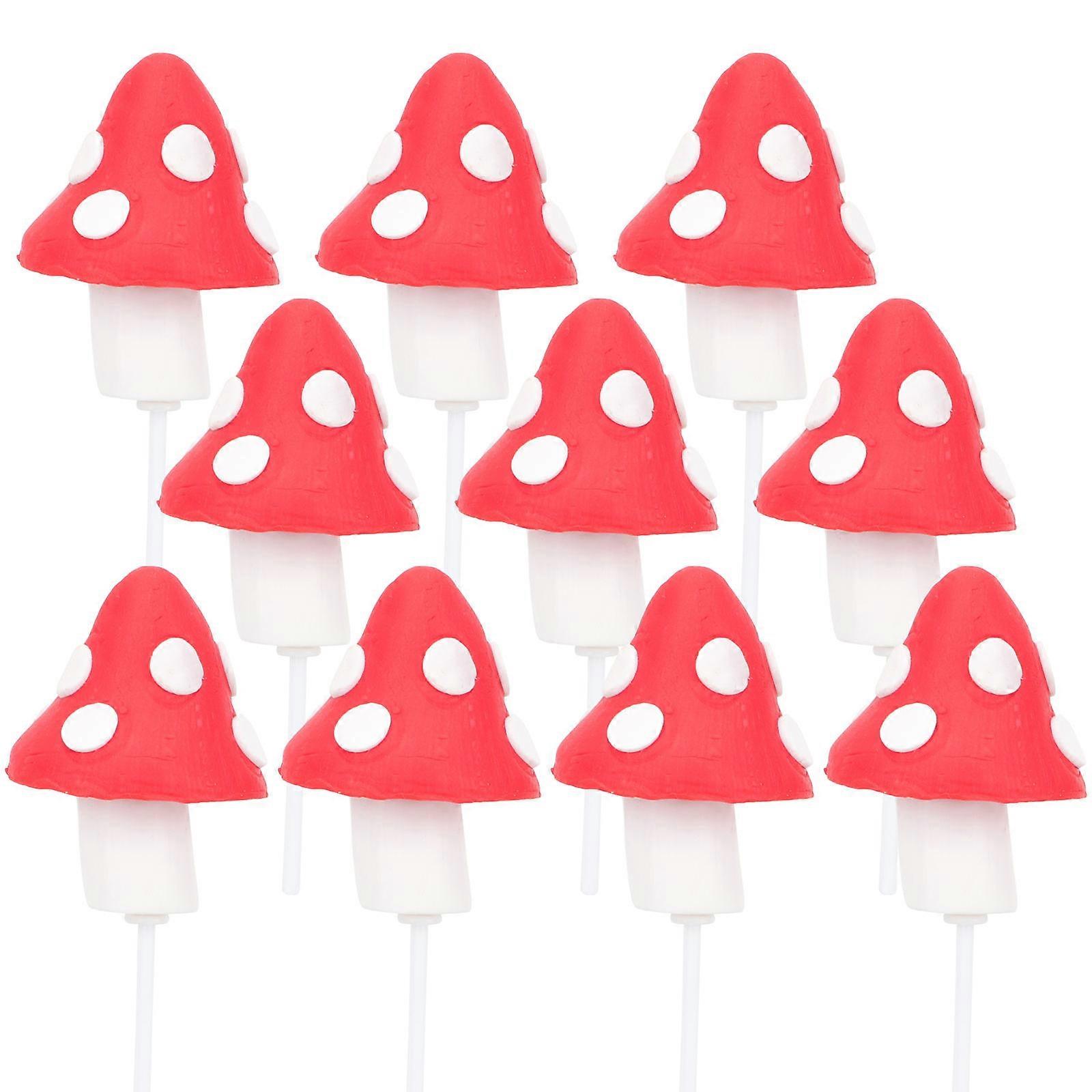 Simulated Mushroom Mushroom Cake Decoration Cake Decorating Red Soft Polymer Clay Material with 10Pcs