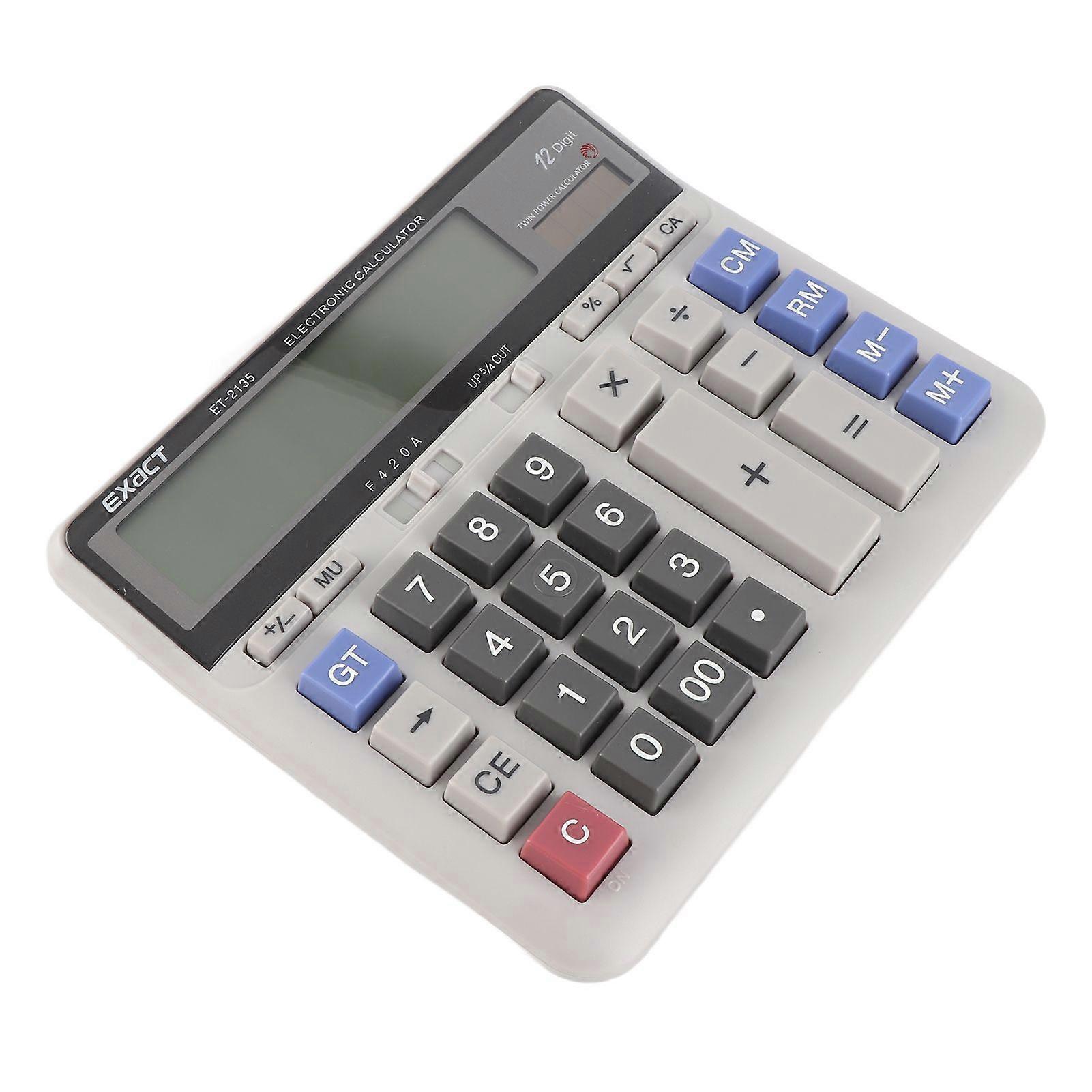 Large Electronic Calculator Counter Solar & Battery Power 12 Digit Display Multi-functional Big Button for Business Office School Calculating
