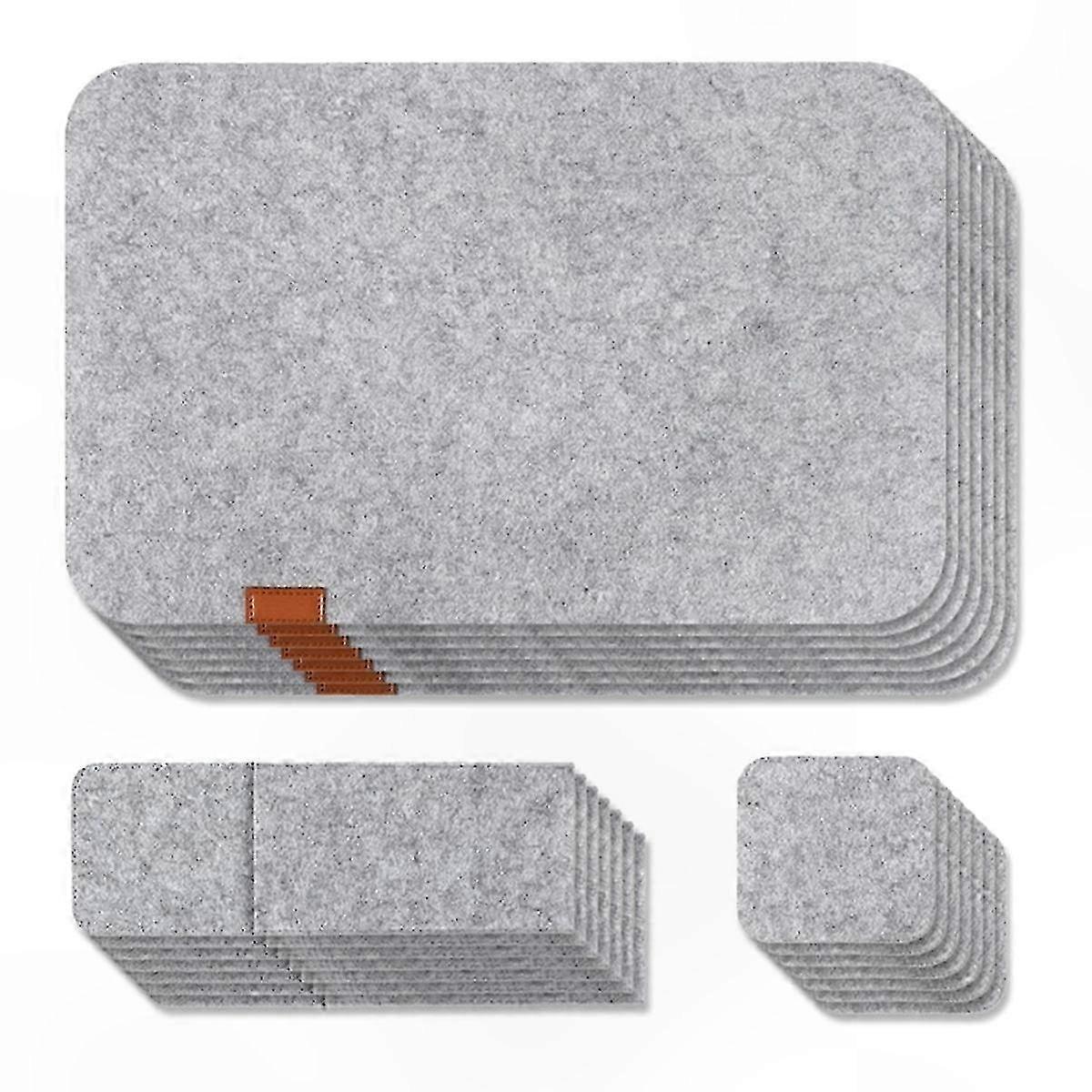 Light Grey Washable Felt Placemats Set of 7 Insulated Table Mats hwy