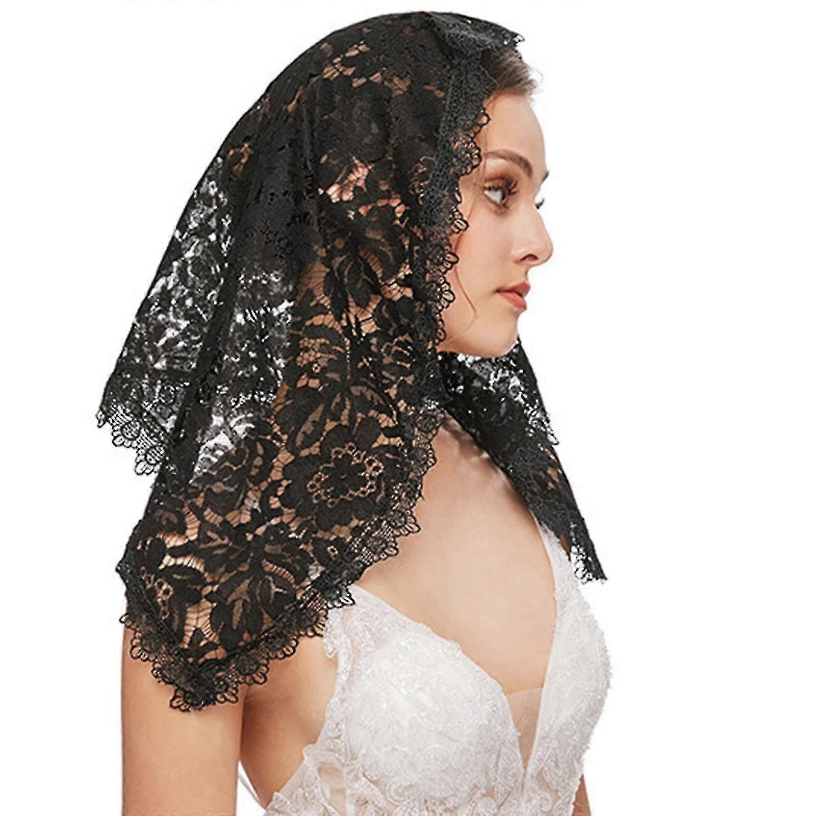 Εκκλησία Πέπλο Mantilla Λατινική Μάζα Πέπλα Floral Δαντέλα Κοντό Κασκόλ Κεφάλι Κάλυμμα Κεφαλής
