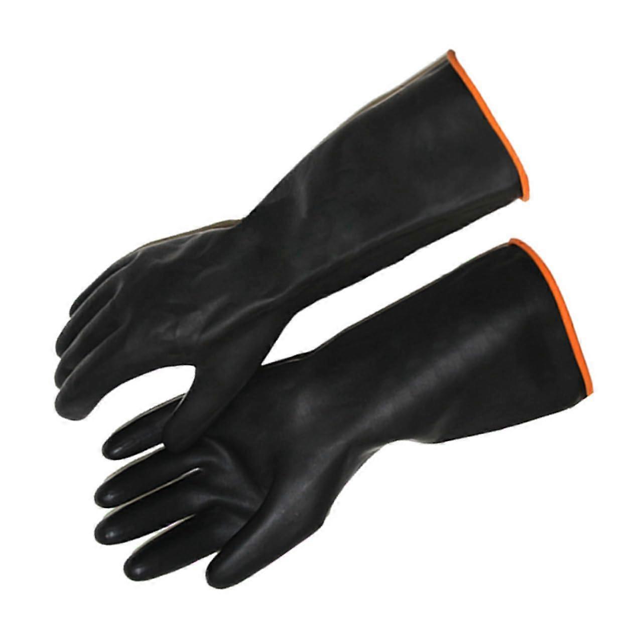 Heavy Duty Rubber Gloves Acid Resistant for Industrial Cleaning Maintenance 55X12X0.1CM Black