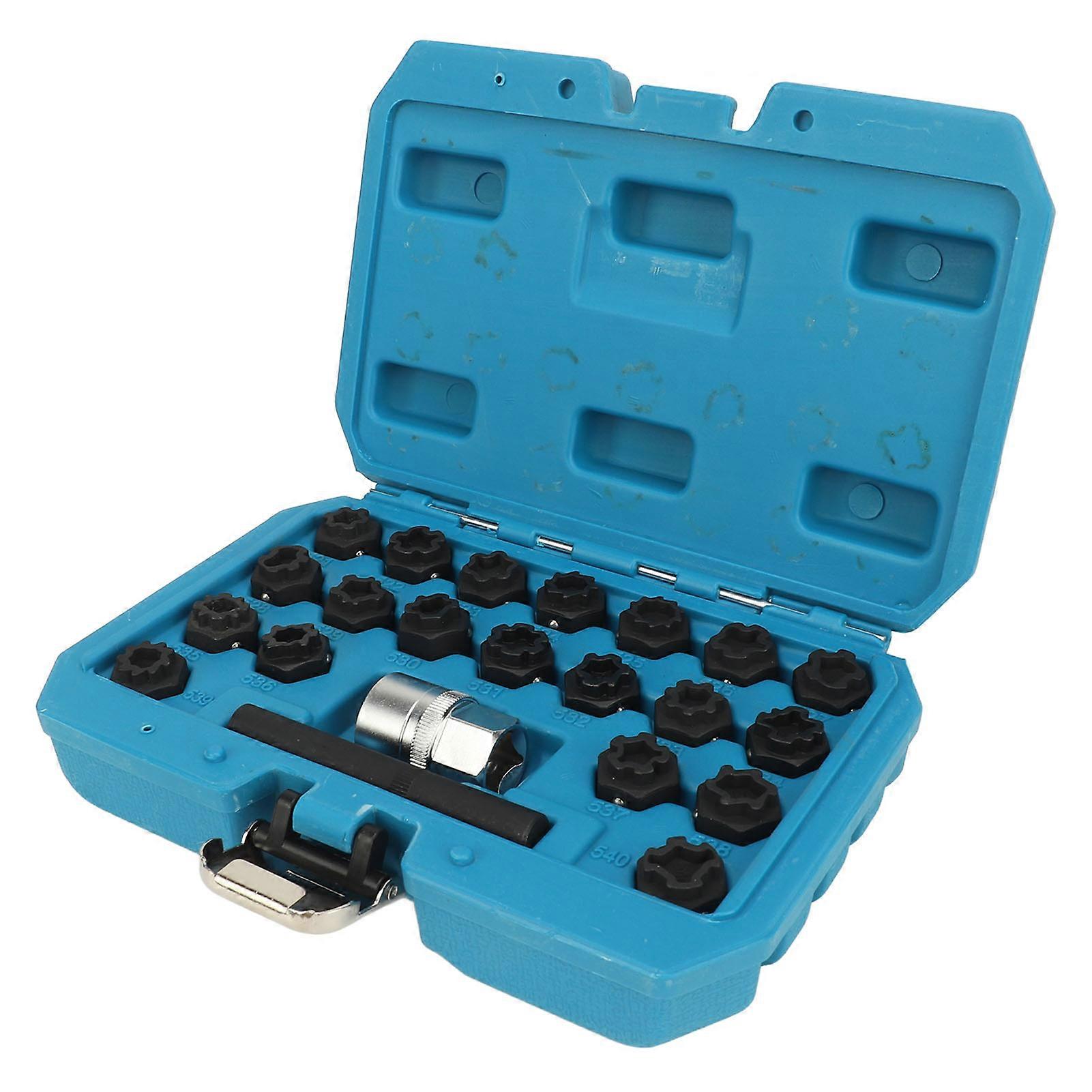 22pcs Wheel Lock Key Removal Kit with 1/2in Socket Adapter T10313