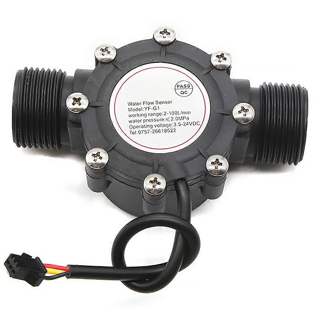 Water Flow Sensor, 1Inch Hall Effect Flow Meter, Precision Flow Rate Sensor For Water Control Systems, 1 Piece
