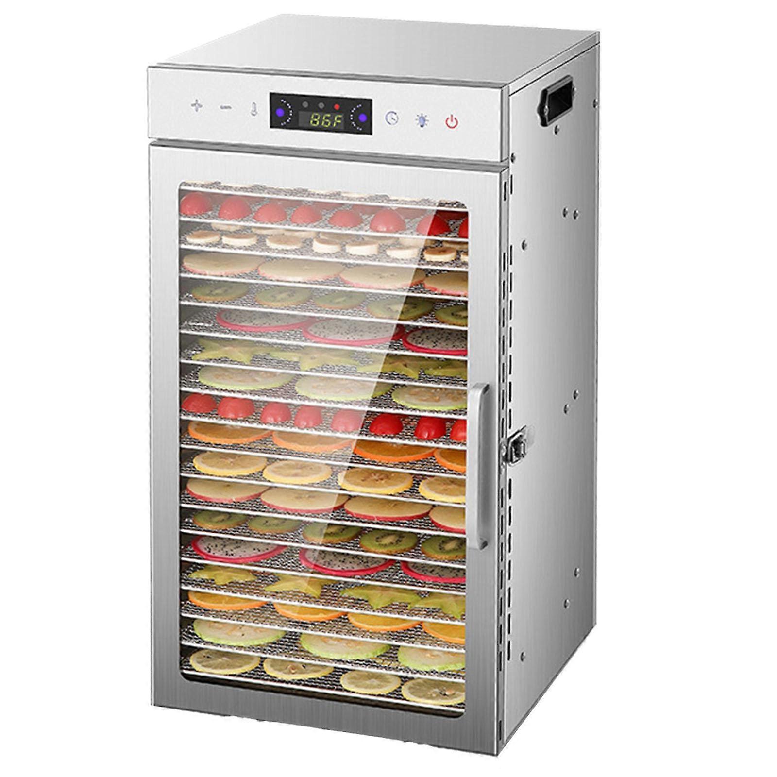Food Dehydrator Stainless Steel 18 Tray With Digital Timer And Temperature Control For Jerky And Fruit, Even Drying