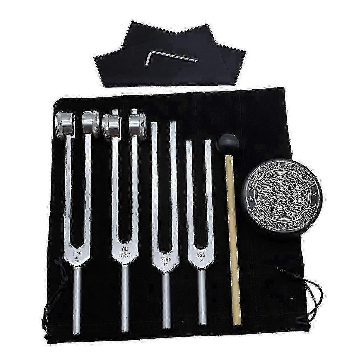 2025 مجموعة شوكات ضبط الشفاء 128 هرتز 136 هرتز 256 هرتز 384 هرتز وقرص الهوكي للعلاج الصوتي