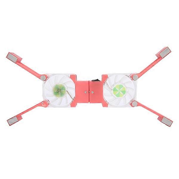 DRS03 Foldable Laptop Cooler Dual Fans LED Blue Light Notebook Computer Cooler (Pink)