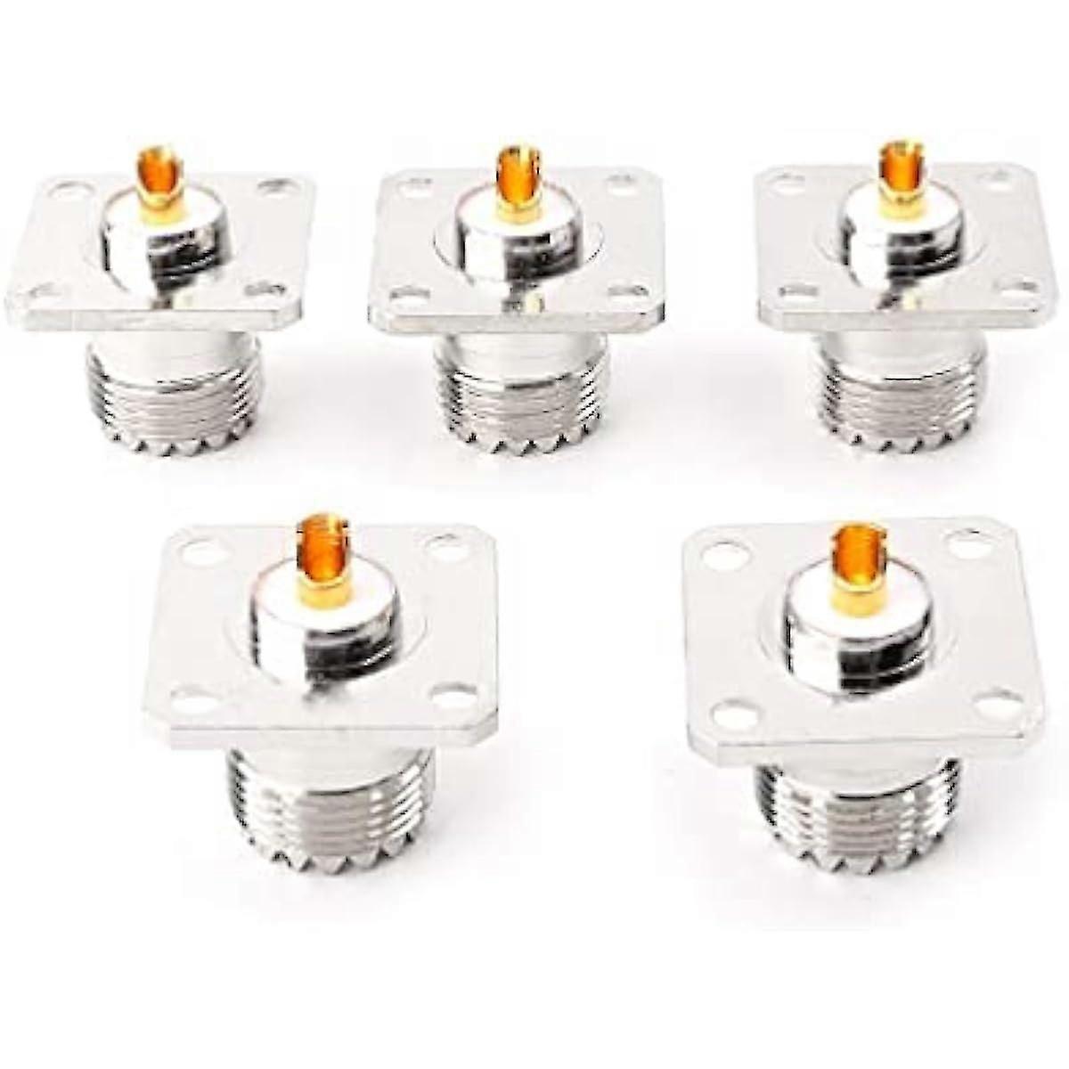 Hero-s UHF SO239 Socket Flange Panel Chassis Deck Mount Adapter Connector Straight Connector Pack of 5